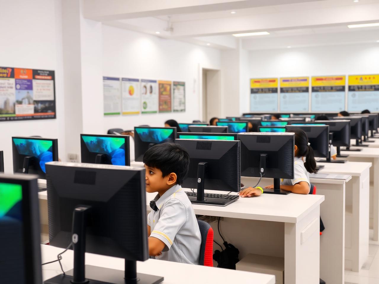 Children working in the computer lab